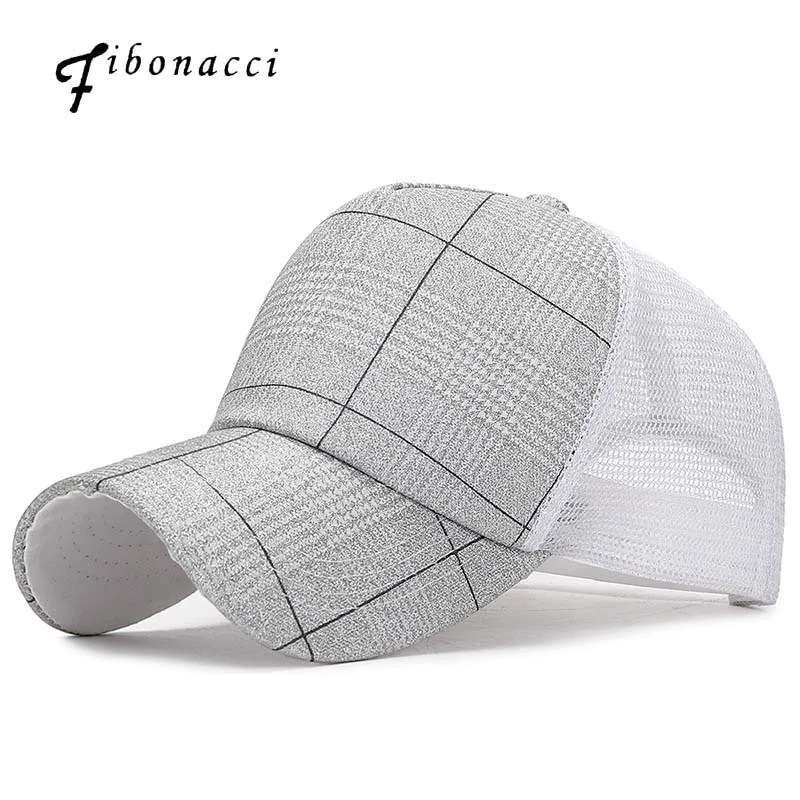 

Fibonacci New Baseball Cap Summer Breathable Net Caps Men Women Plaid Outdoor Sun Shade Hat Casual Adjustable Wild Hat