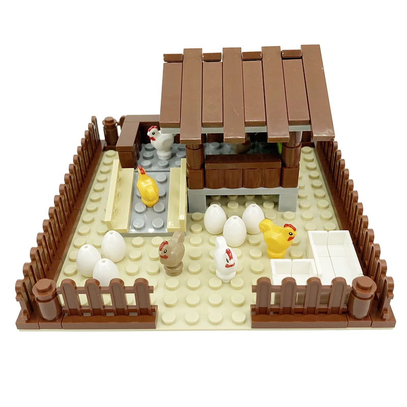 

Chicken House Building Blocks Chickens Coop Henhouse Roost MOC City Accessories Animal Farm Model Bricks Parts Toys for Children