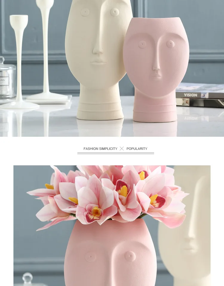 

NORDIC CREATIVE CERAMICS FLOWER WALL HUMAN HEAD ABSTRACT HUMAN FACE FLOWER ARRANGEMENT MODERN HOME DECORATIONS SCRUB VASES