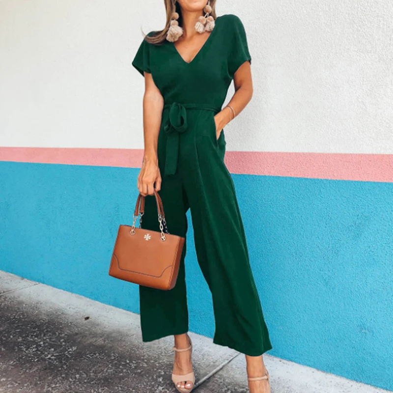 Комбинезон женский с глубоким V образным вырезом уличная одежда бандажный Ромпер