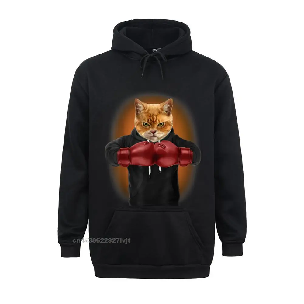 Hoodie Boxing Cat Martia Arts Fighter Warrior Camisa Tops Tees Cotton Men Streetwear Camisa Fitted