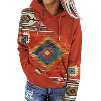 harajuku vintage pattern print sweatshirt tops women autumn new oversized hooded pullover female casual elegant sweatshirts