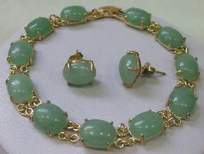 

new jewelry Gracious green jade bracelet earring sets