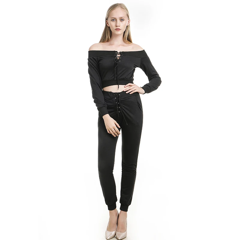 

Autumn Loose Sweatshirt And Pants Sets Off Shoulder Shirt Clothes Casual Suit 2Pcs Set Long Sleeve Blouse Pencil Pants