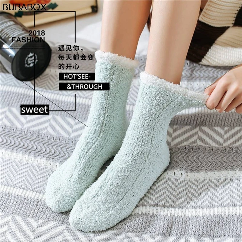 Новые уютные кашемировые носки женские зимние теплые для сна домашние Пушистые