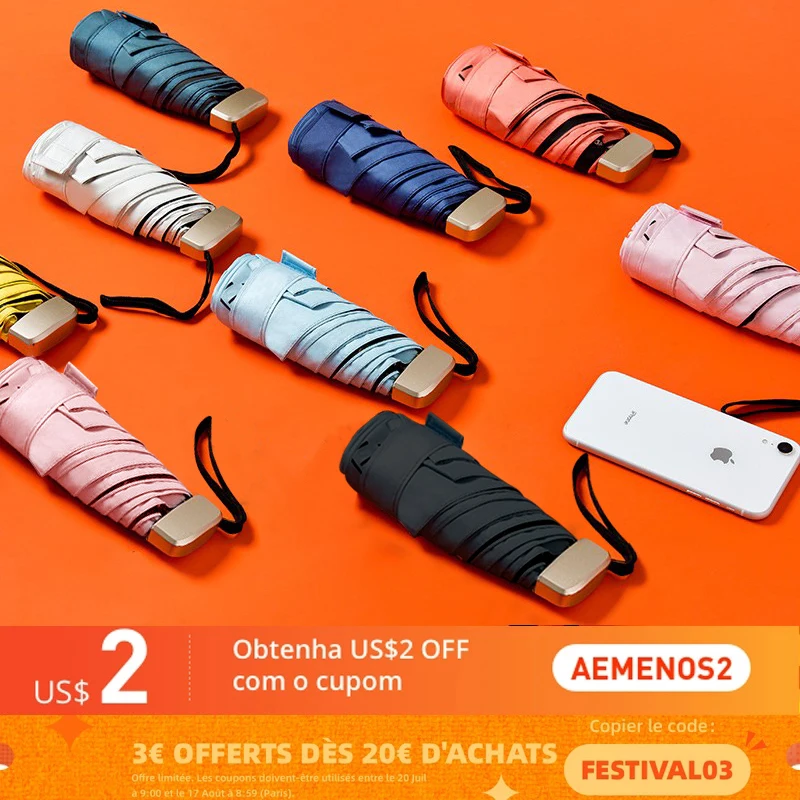 Маленький Карманный Женский зонт для телефона мужской ультралегкий Зонт от