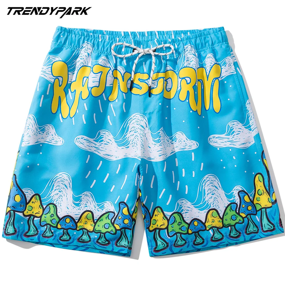 

Men Beach Board Short Funny Cartoon Printed Summer Oversize Pockets Streetwear Harajuku Drawstrings Casual Quick Dry Shorts