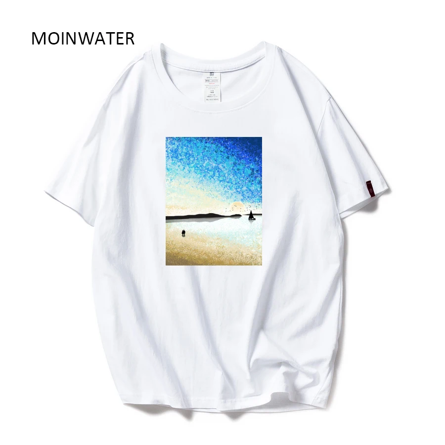 MOINWATER брендовые новые женские хлопковые футболки с рисунком неба летние коротким