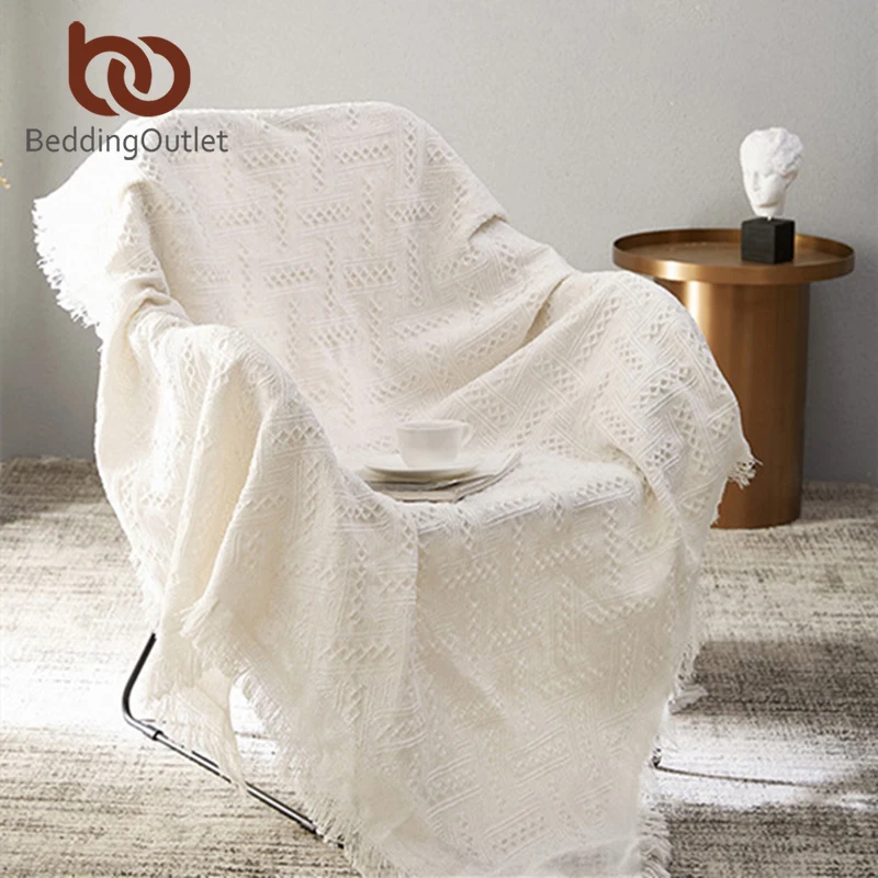 Постельные принадлежности Outlet Baja одеяло белое серое вязаное для йоги покрывало
