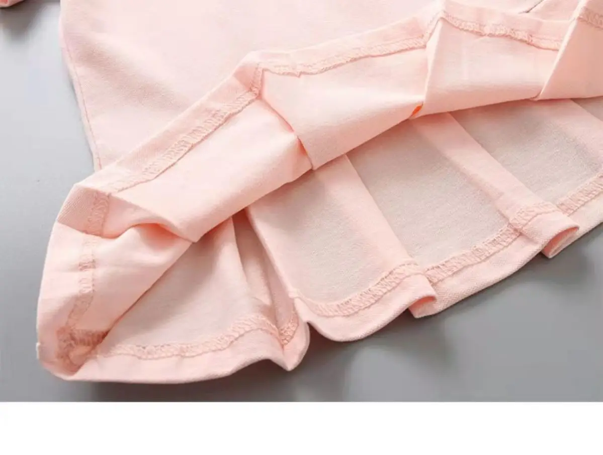 

Girls' Dresses 2021 Summer Preppy Style Dress For Children Korean Style Short-sleeved Pleated Dress