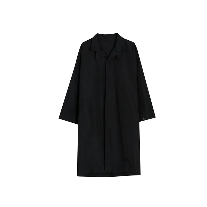 

Men Casual Loose Long Thin Trench Coat Outerwear Male Japan Korea Style Streetwear Hip Hop Windbreaker Cardigan Jacket Overcoat