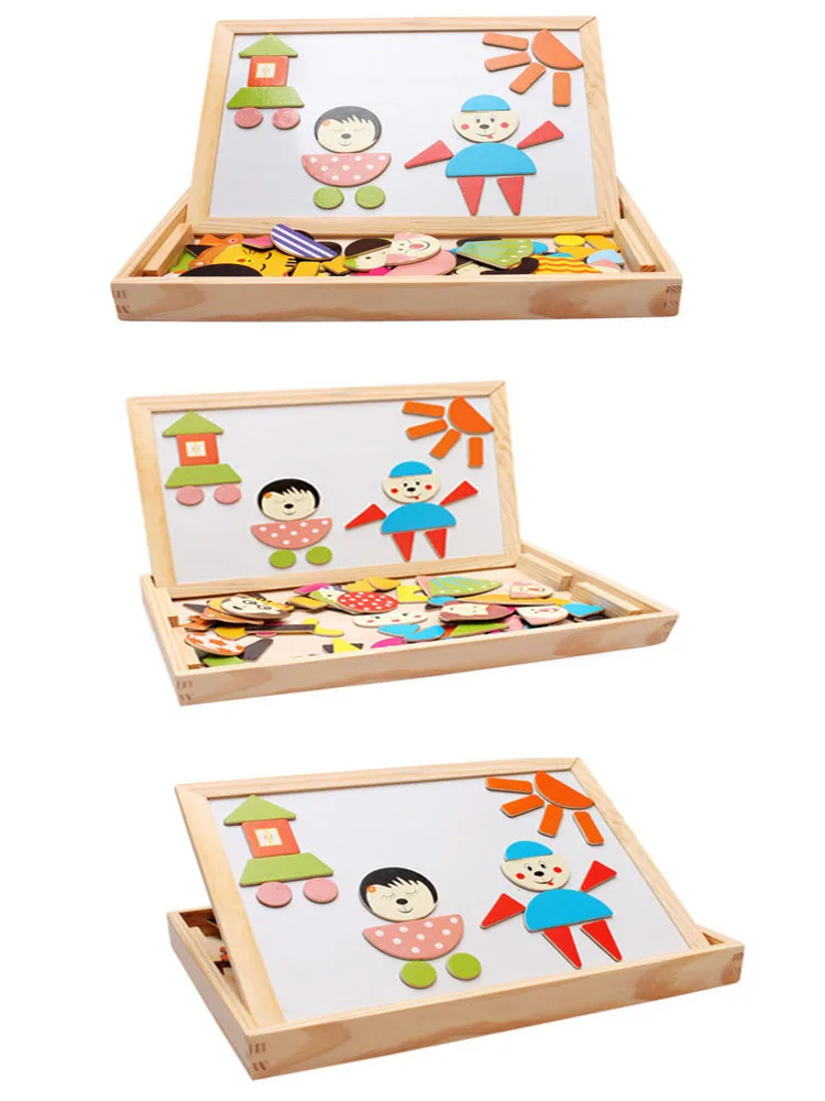 

Montessori Toys For kids Magnetic sticker toys set Wooden Toys Training Puzzle interactive toy Educational Toy For Kids Gifts