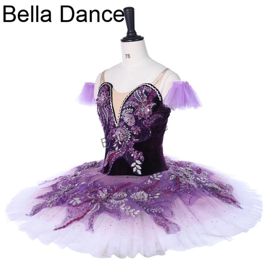 Dark purple velvet bodice ballet pancake tutu women professional performance ballerina tutus BT9333 | Тематическая одежда и