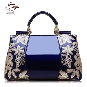Blue Patent Leather Ladies Handbag Shiny Shoulder Bags for Woman 2021 Luxury Party Handbags Female Brand Designer Bolsa Feminina
