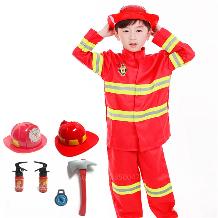 Костюмы на Хэллоуин для детей униформа пожарного косплей фестиваль Пожарная