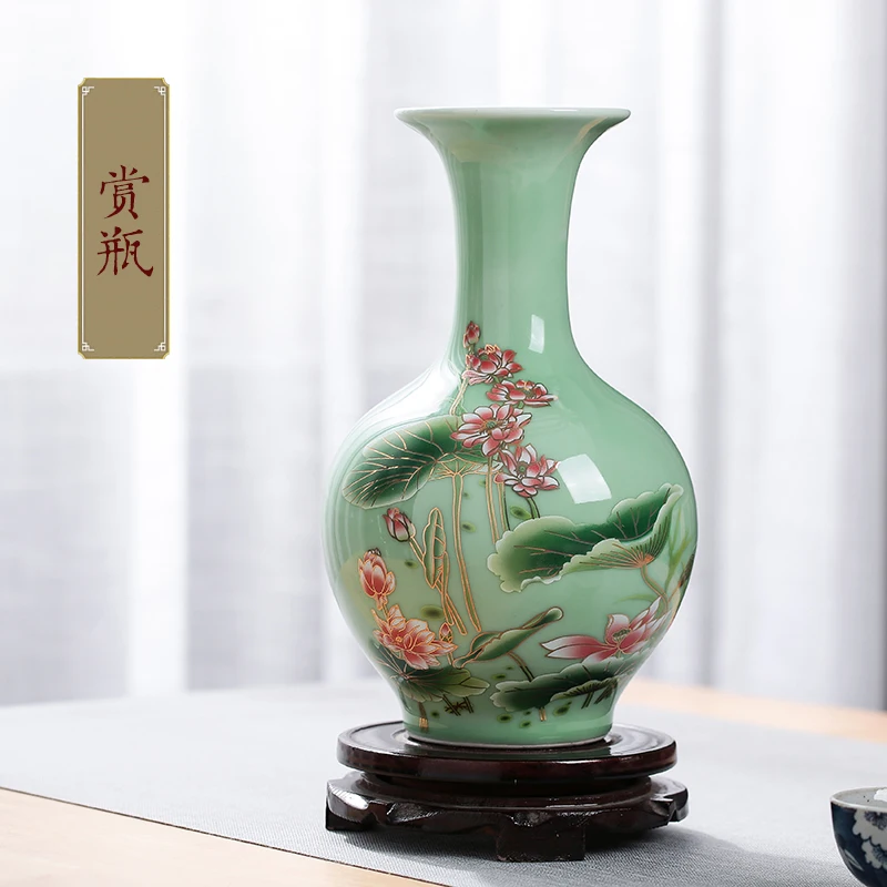 Фарфоровая ваза Jingdezhen с орнаментом Цветочная композиция для гостиной сухие