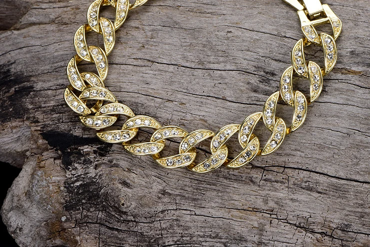 13 мм кубинская цепь звено браслет для мужчин перо Форма сплав Iced Out золото/серебро/черный цвет для мужчин персонализированные хип хоп ювелирные изделия