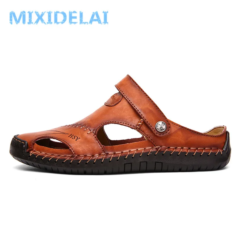 

Summer sandals men's leather classic Roman slippers outdoor sports shoes beach rubber flip flops hiking large size 48 sandals