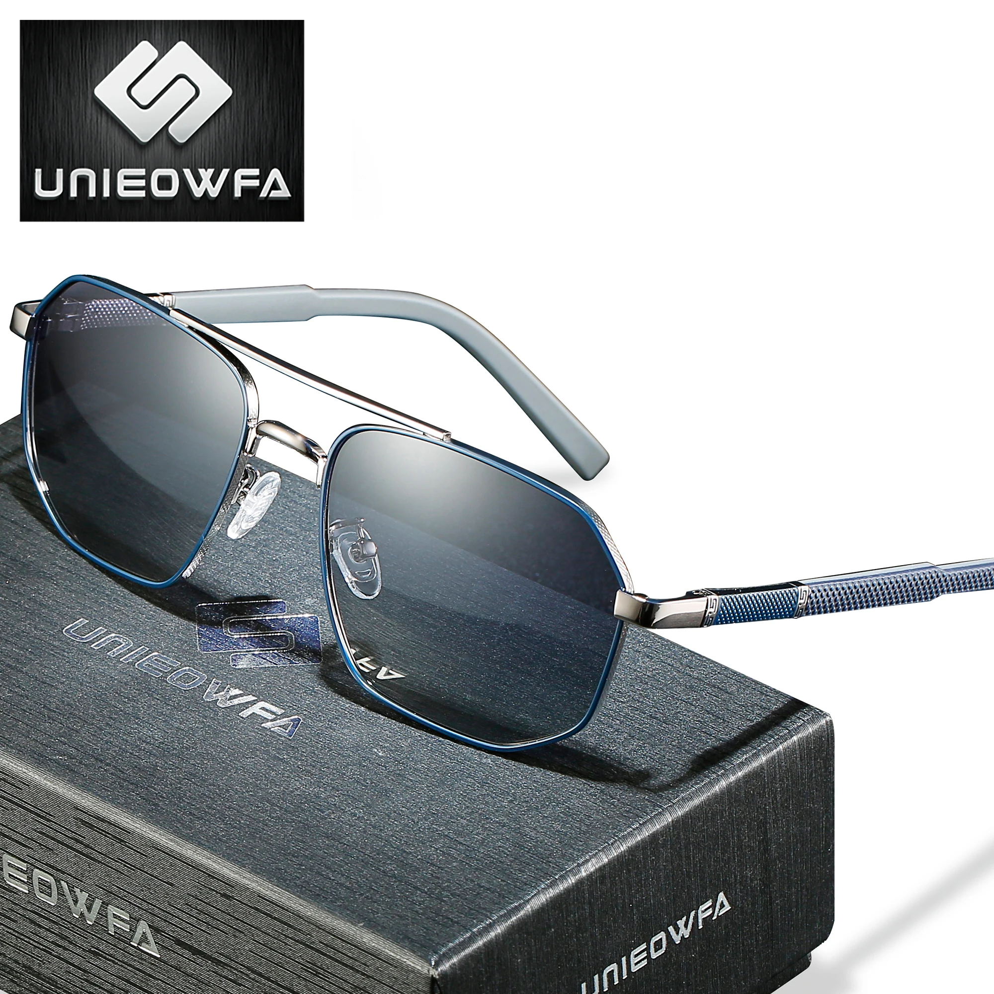 

Мужские солнцезащитные очки UV400, поляризационные прогрессивные Рецептурные очки большого размера, квадратные, с многофокальными линзами