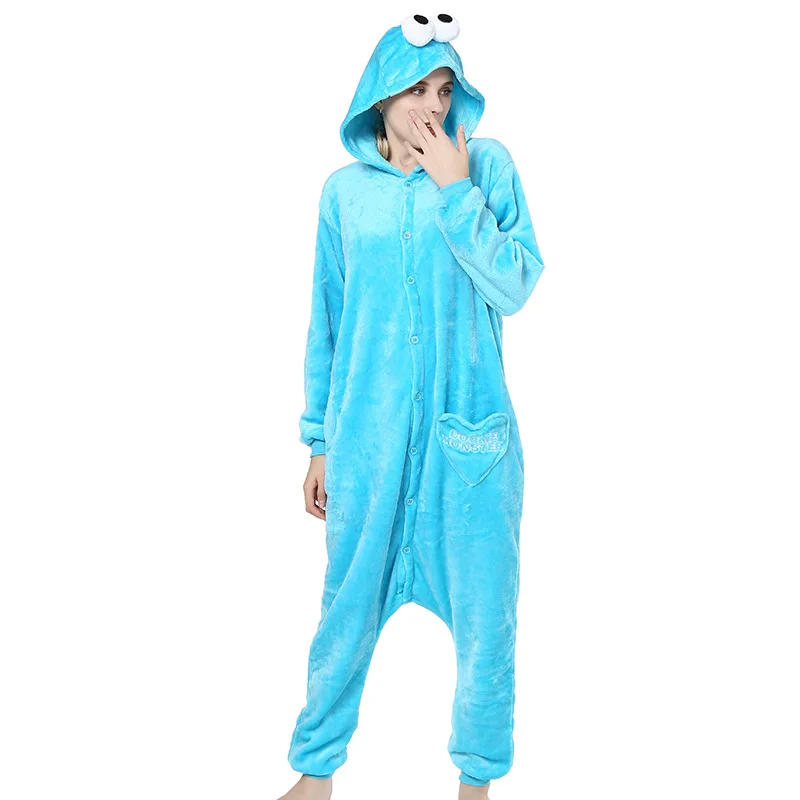 Мультяшные слитные пижамы синие красные Улица Сезам Симпатичные парные мужские