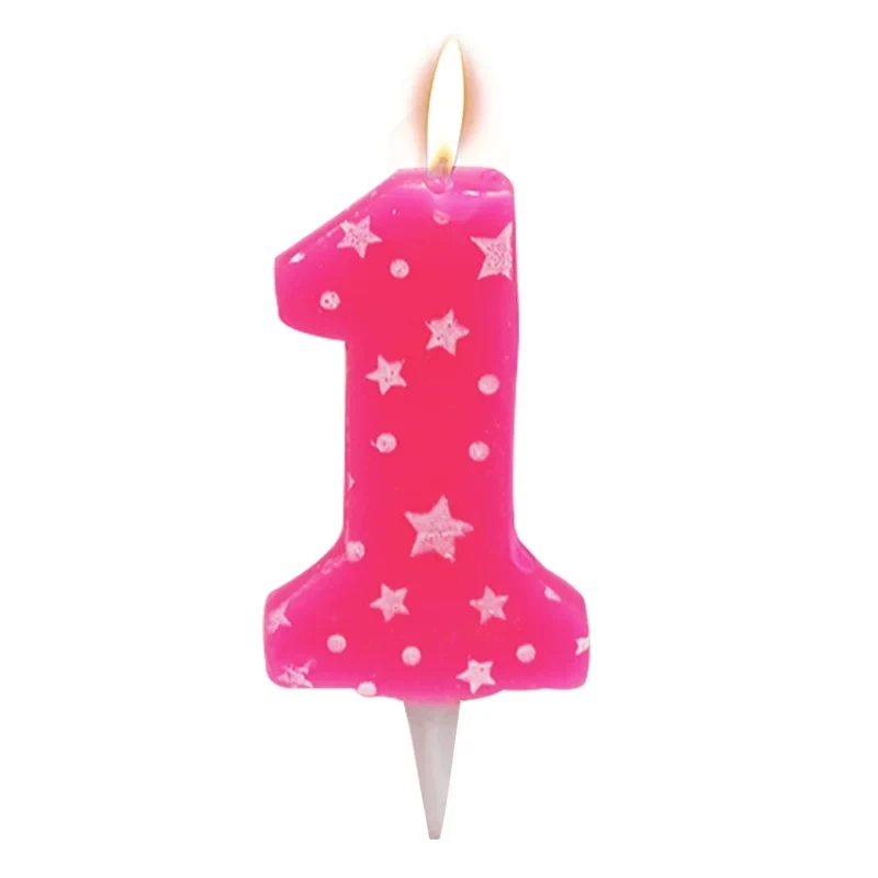 

1pc Number Candles pink/blue for A Cake Shimmer Smoke-free Party Cake Topper Baby Kids Birthday Annivesary Party Decoration Tool