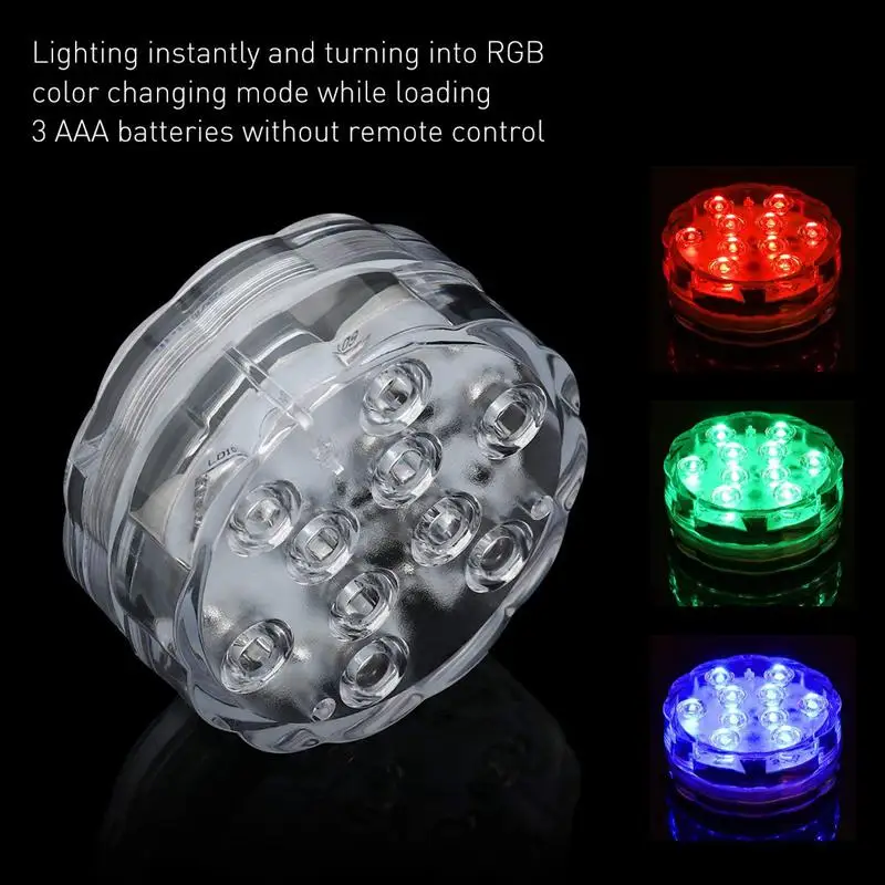 Погружной светодиодный фонарь 10 RGB s 16 цветов Водонепроницаемый подводный свет