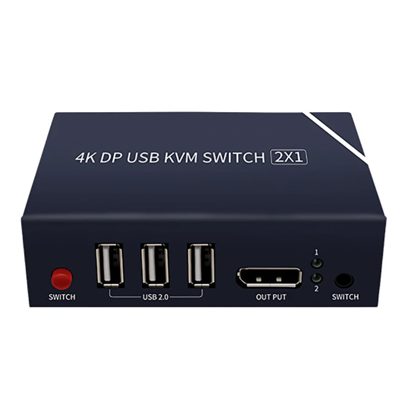 

DP переключатель KVM-Сплиттер 2X1 4K HD 60 Гц для микрофона/дисплея/клавиатуры/мыши/динамика/принтера/U-диска и другого оборудования