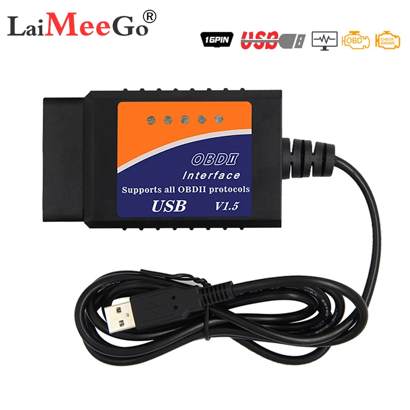 Мини OBDII USB V1.5 сканер для нескольких брендов CAN-BUS ELM327 транспортных средств OBD II ELM 327