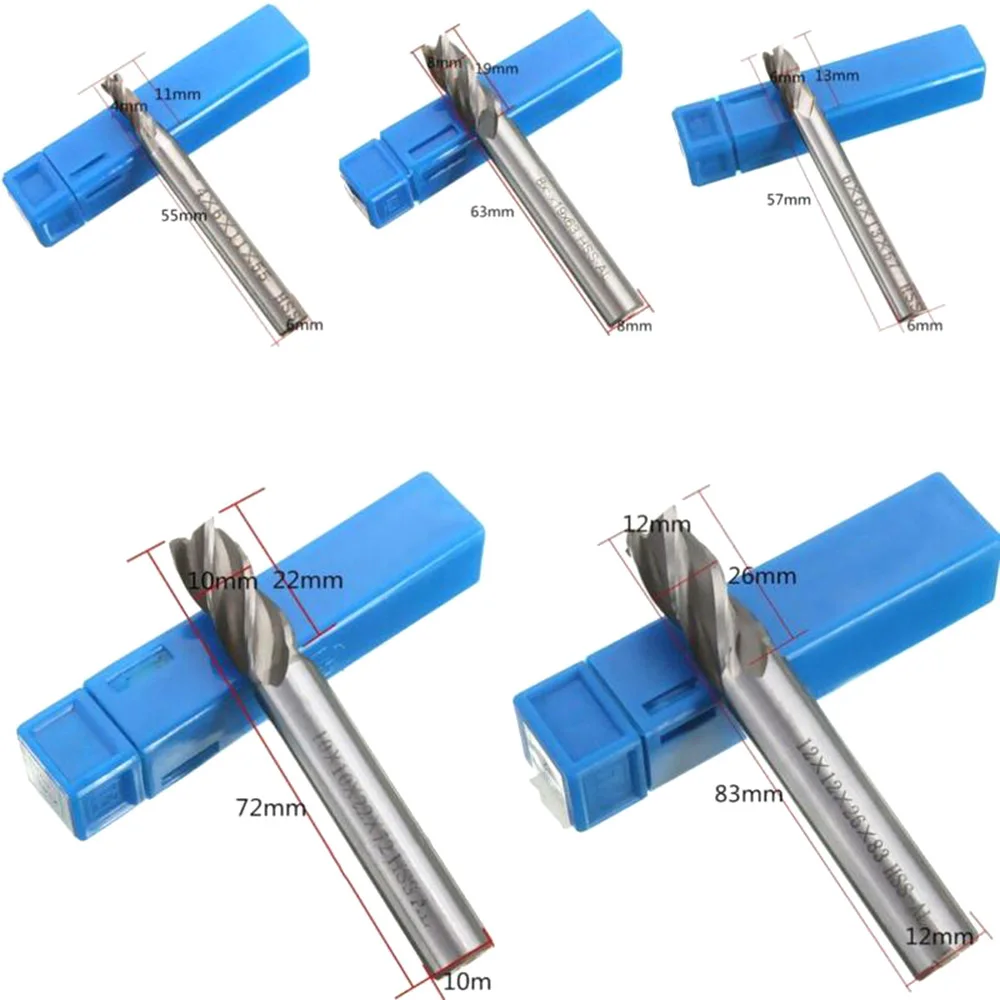 

5pcs End Mill CNC Milling High speed steel Straight Shank Drill Bit Silver