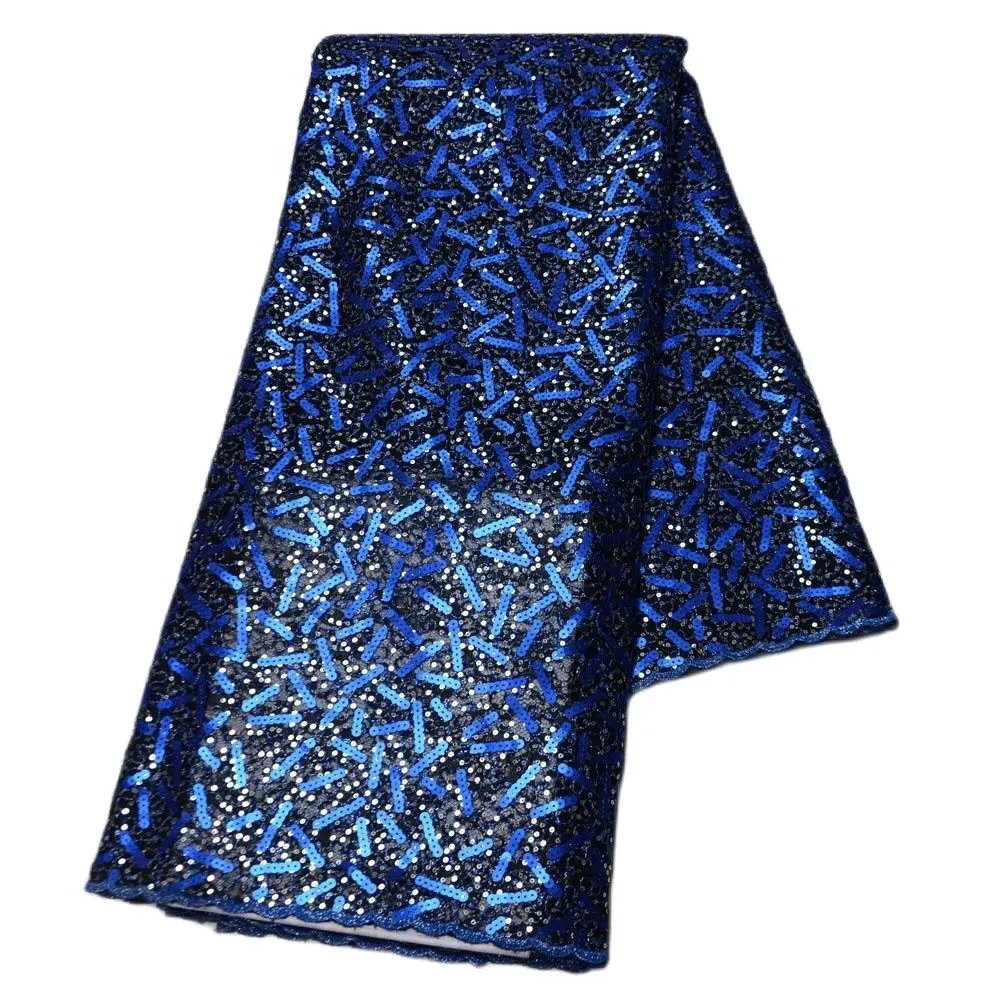 

Color Royal Blue Rich Heavy African Aso Ebi Turtle Fabric 2021 Newest Fashion Design High Quality Tulle Net Lace T057-3