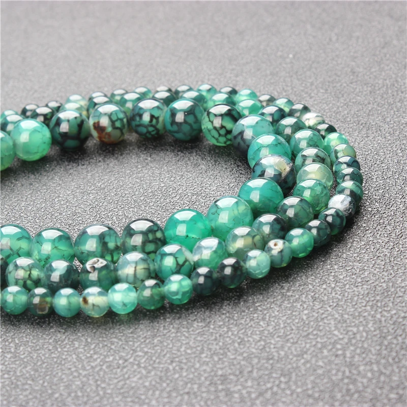 Натуральный Зеленый Дракон Агат Круглый Сыпучие шарики бусины бисер 6/8/10/12 мм