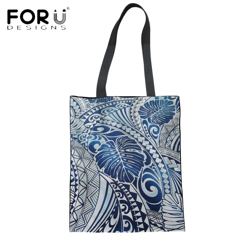 

FORUDESIGNS Hot Style Women Reusable Totes Bag Hawaii Polynesian Palm Leaf Printing Female Casual Handbags Female Eco Bolsa