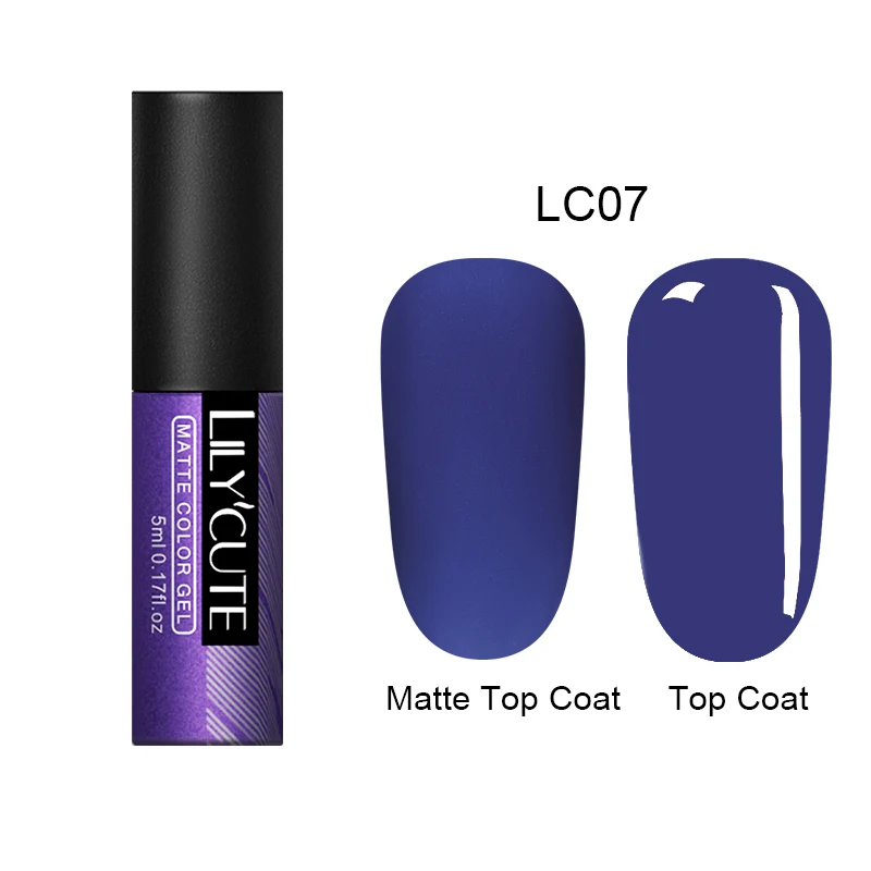 matte gel-7 LILYCUTE 5 мл Гель-лак для ногтей замачиваемый УФ-гель Полупостоянный замачиваемый УФ-Гель-лак стойкий серый кофейный лак для ногтей - Цвет: matte gel-7