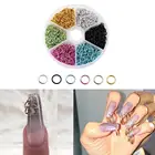 Nail Art металлические разомкнутые Pierce 3D ногтей украшения серьги ногтей ювелирные изделия с блестками аксессуары Алюминий соединительное кольцо высверленное отверстие ящик для инструментов