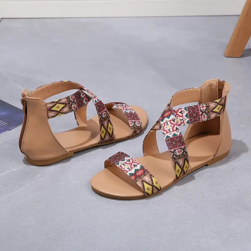

2022 Summer New Women Sandals Comfort Shoes Retro Gladiator Women's Sandal Female Breathable Closed Toe Sandals Ladies