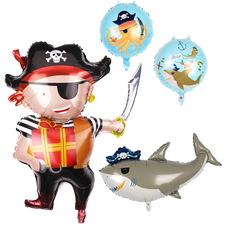 

Cartoon Pirate Birthday Balloon Children Toy Floating Shark Balloon Pirate Theme Balloon Party Decoration Pirate Ship Balloon