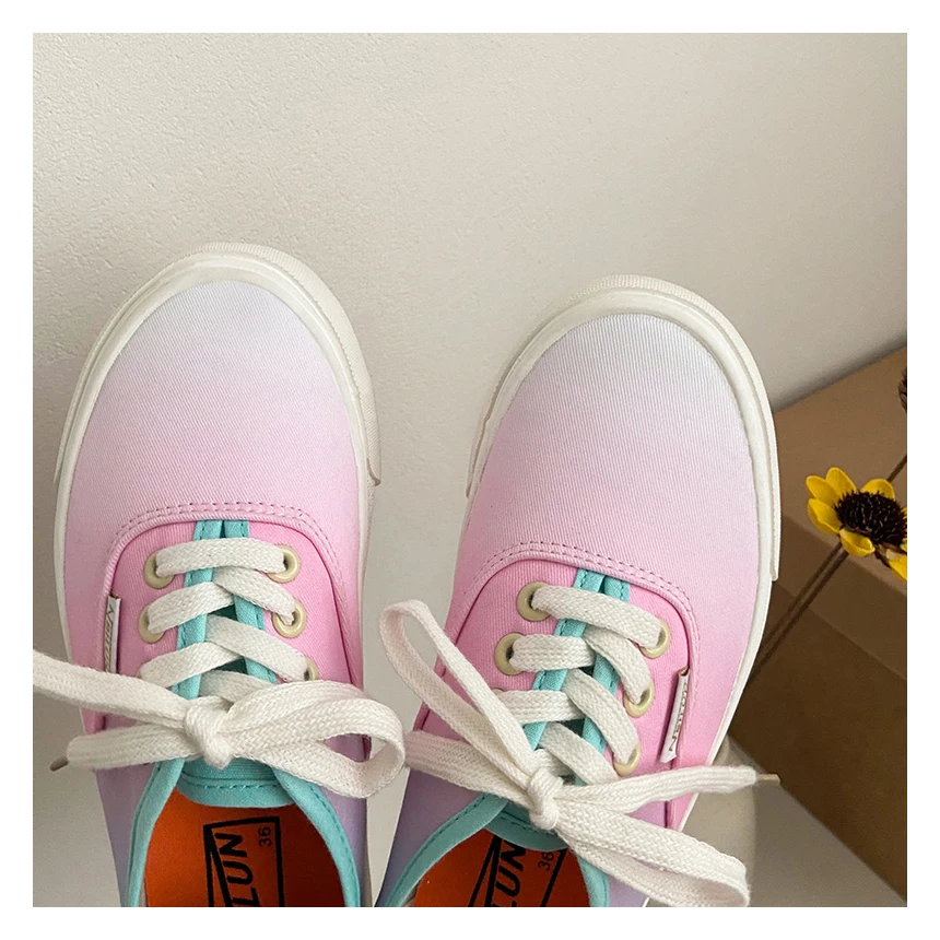 

2021 Spring and Summer Casual Canvas Shoes Women Fashion Faint Dyed Pink Temperament Women's Shoes Flat Shoes