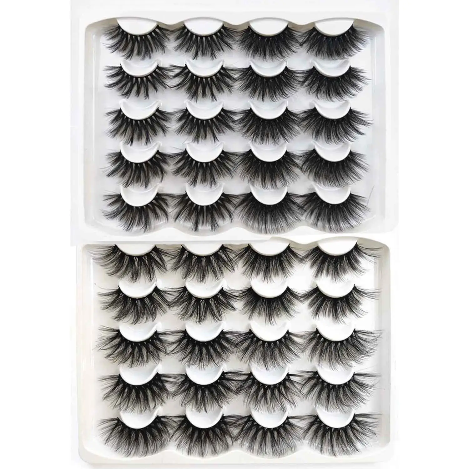 

20 Pairs Fashion Handmade Cruelty-free Soft Wispies 3D Mink Eye Lashes Long Dramatic Lash Extension 25mm False Eyelashes