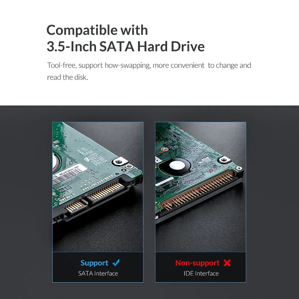ORICO CD-ROM внутренний 3,5 дюймов SATA3.0 HDD рамка Мобильная стойка внутренний HDD Чехол Поддержка UASP протокол и 8 ТБ HDD