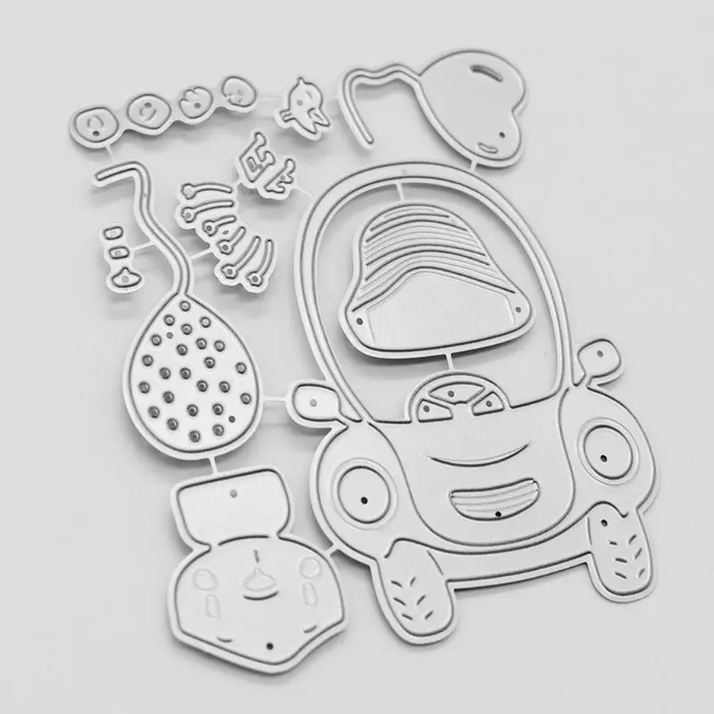 OOTDTY Driving Bear Metal Cutting Dies Stencil Scrapbooking DIY Album Stamp Paper | Дом и сад