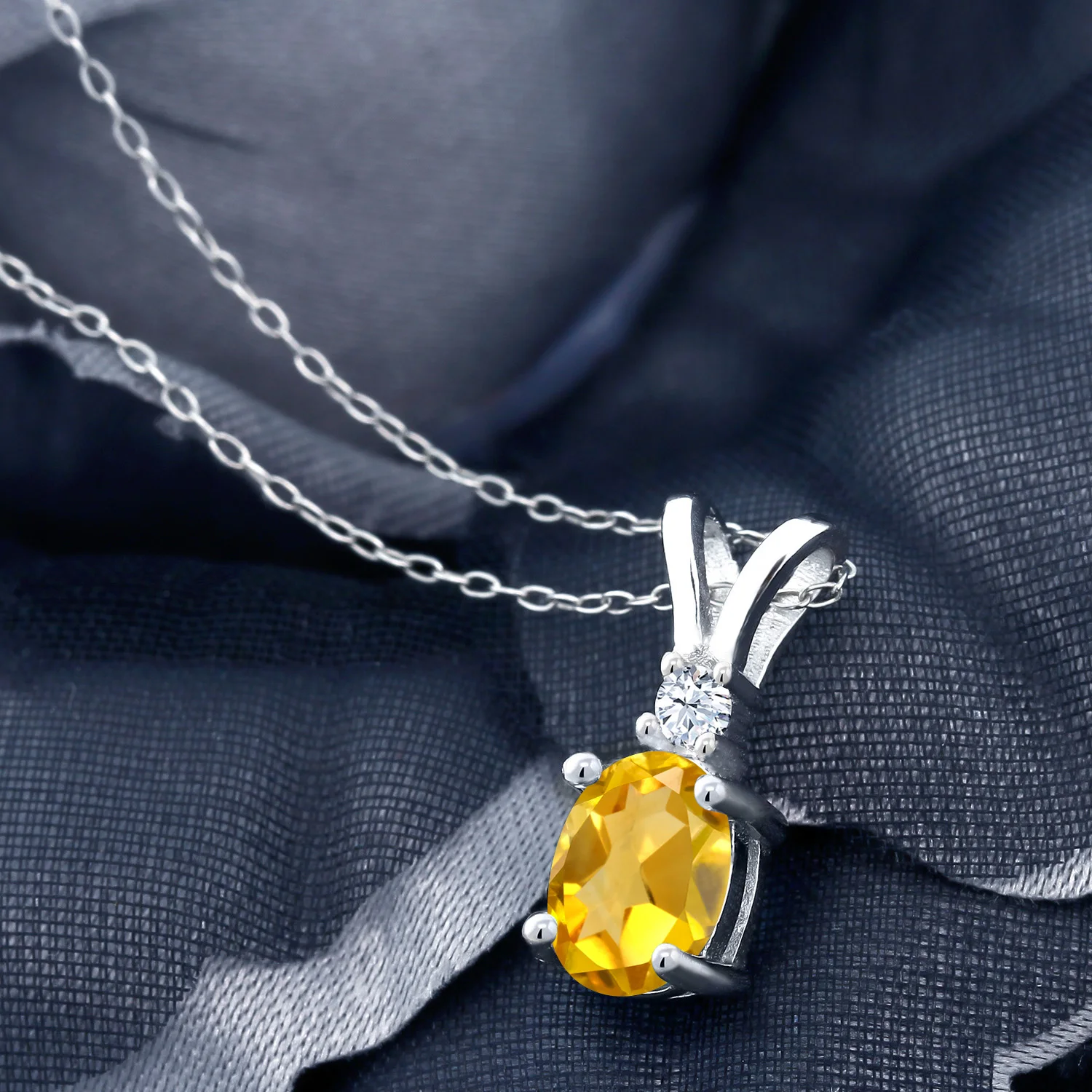 GemStoneKing 1 35 Ct Овальный Желтый цитрин 925 стерлингового серебра кулон для женщин |