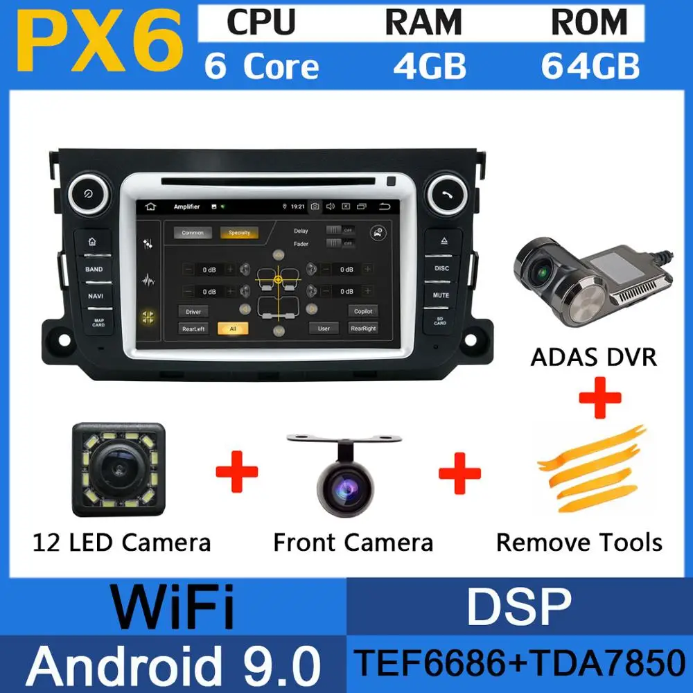 PX6-Adas 5 USB порт PX6/Восьмиядерный 4 Гб ОЗУ Android 9,0 автомобильный dvd-плеер для Mercedes Benz Smart Fortwo 2011 2012 2013 Автомобильный gps Радио DSP - Цвет: PX6-Adas