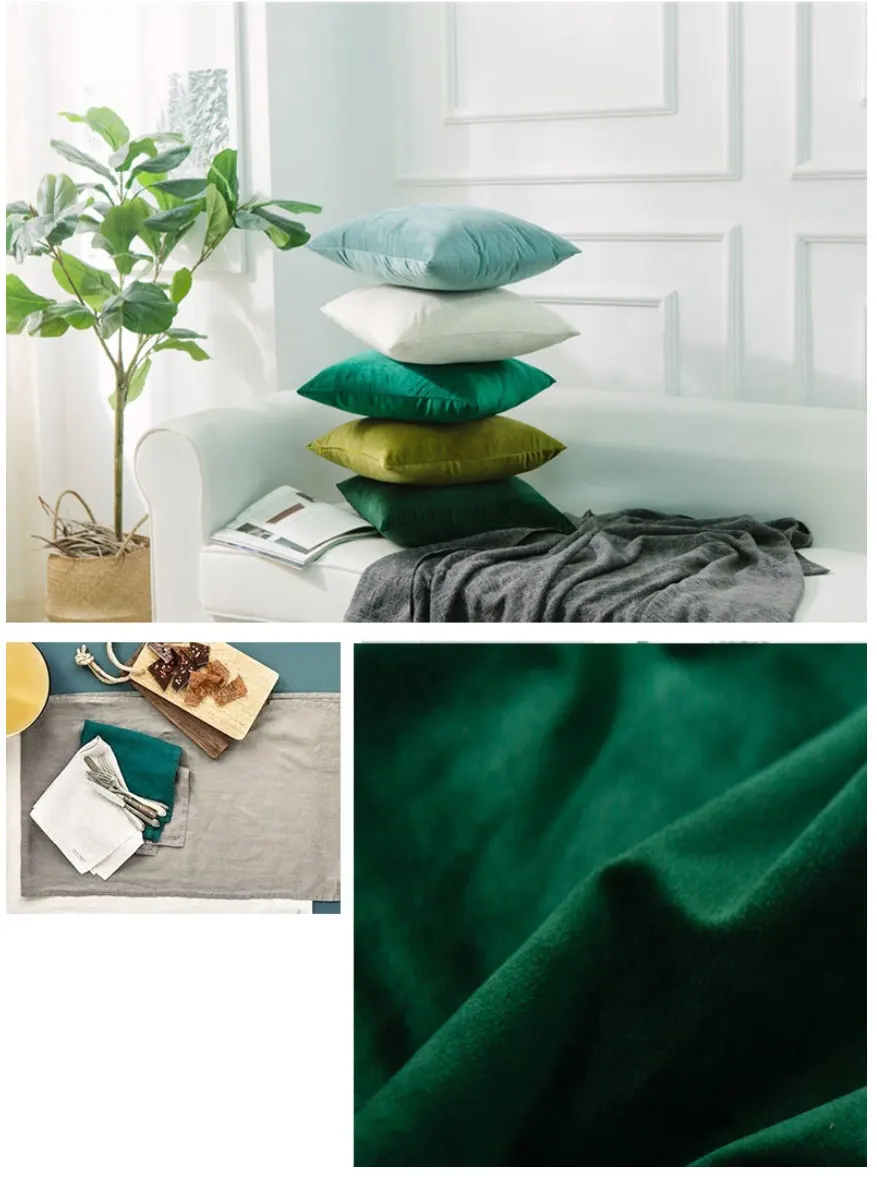 Nordic Style Velvet Pillowcase Simple Solid Throw Cushion Covers Square Pillow Cover for Bedroom Sofa Living Room Decoration