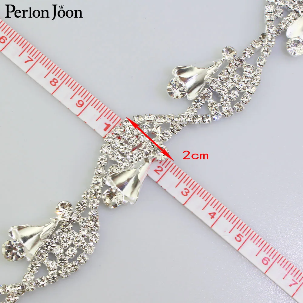 1 yard silver morning glory Wavy flowers crystal rhinestone trim decorative metal chain clothing accessories ML085 | Дом и сад