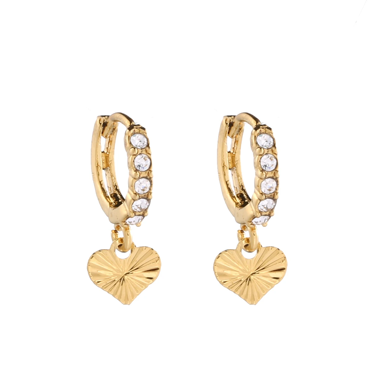 Позолоченные кубические циркониевые серьги-кольца с подвеской в форме сердца