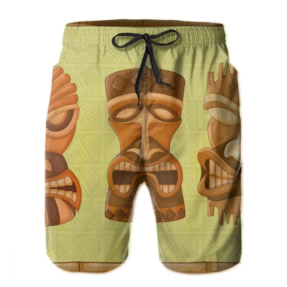 

Hawaiian Tiki Tribal Mask Pattern Quick Dry Swimming Shorts For Men Swimwear Man Swimsuit Swim Trunks Summer Bathing Beach Wear