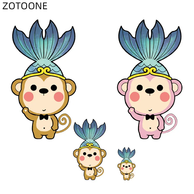 Нашивки ZOTOONE с рисунком обезьяны и пар термонаклейки для мальчиков девочек