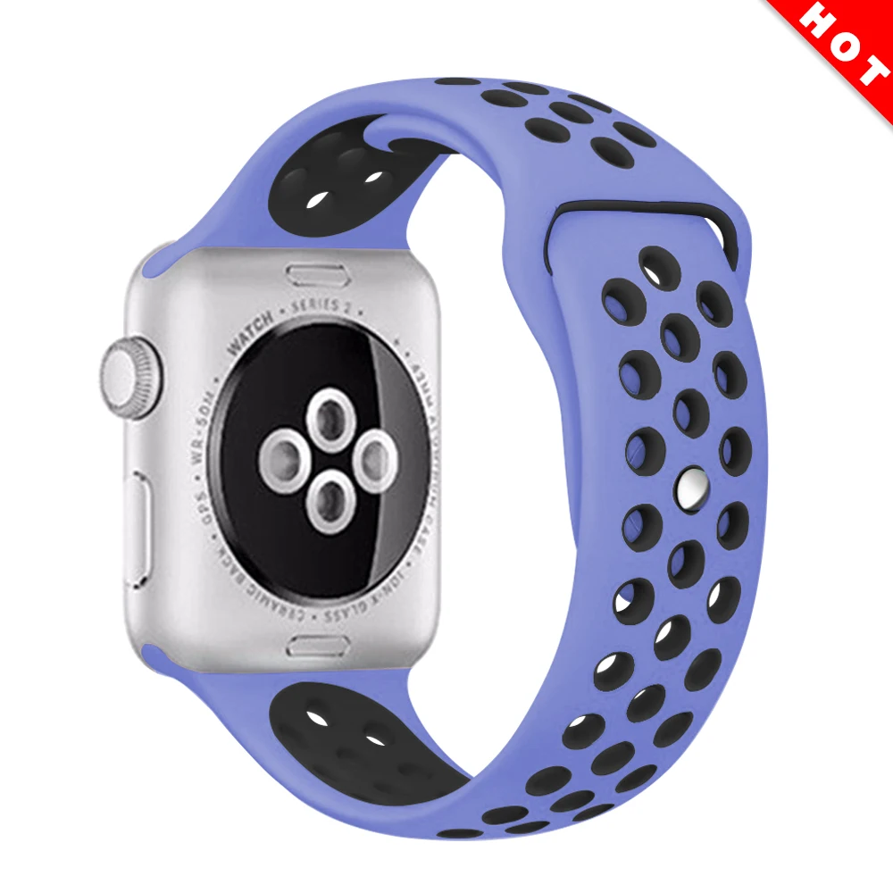 Heart blue black Эластичный дышащий силиконовый спортивный ремешок для apple watch 42 мм, 38 мм, Версия 44 мм 40 мм браслет на запястье, apple серии 5/4/3/2/1 Универсальный - Цвет ремешка: Heart blue black