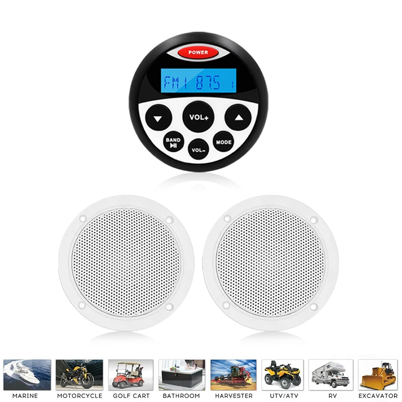 Водонепроницаемый морской Bluetooth стерео аудио FM AM радиоприемник MP3 плеер 4