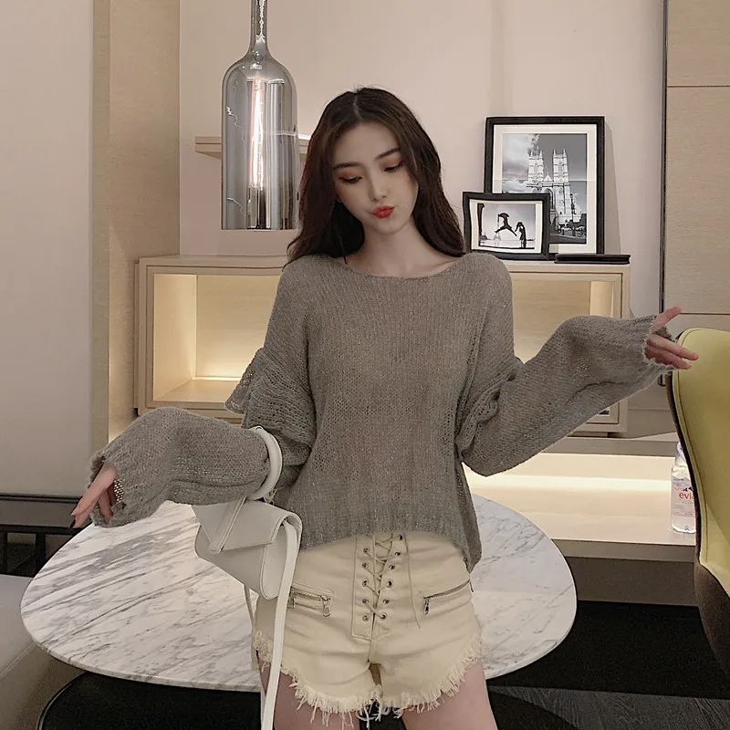 Missoov/брендовые свободные модные пуловеры с длинными рукавами и оборками вязаный